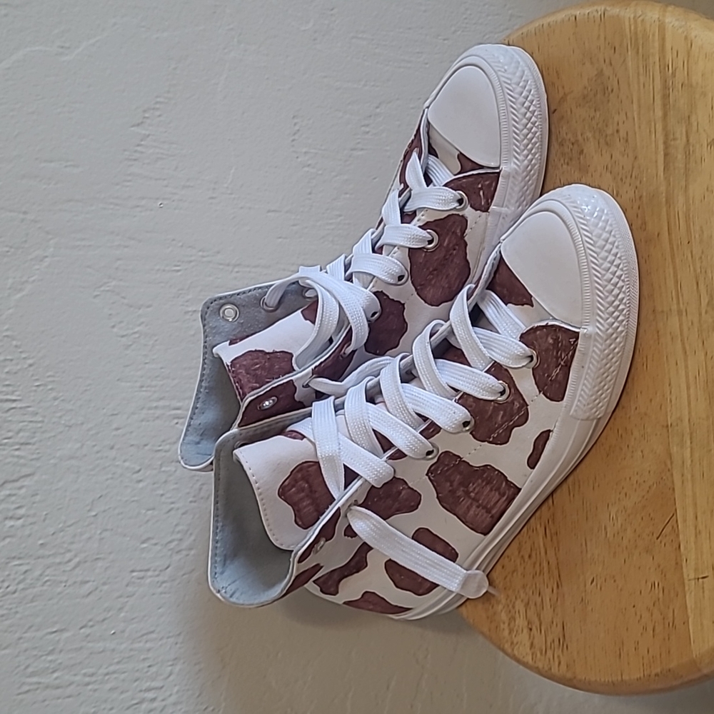 Brown Cow Print Converse